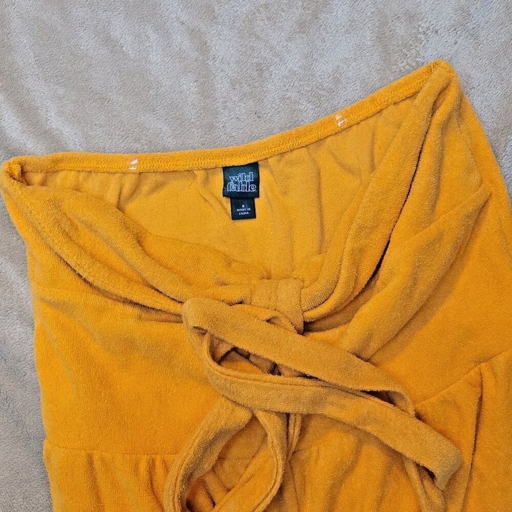WILD FABLE Woman's ORANGE Terry Cloth Romper Shorts HALTER Straps size Sm - Picture 5 of 5